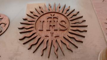 IHS seal laser cut out of wood
