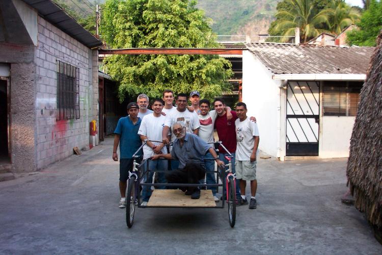 Students and community members with the Human-Powered Utility Vehicle, El Salvador (2005).
