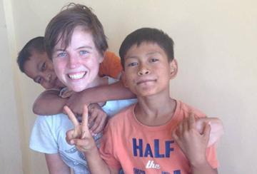 Julia Tawney with second graders