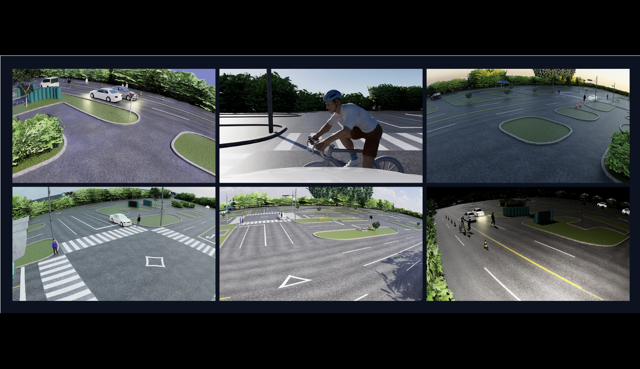 Simulation of various lighting conditions and street layouts for training AI 